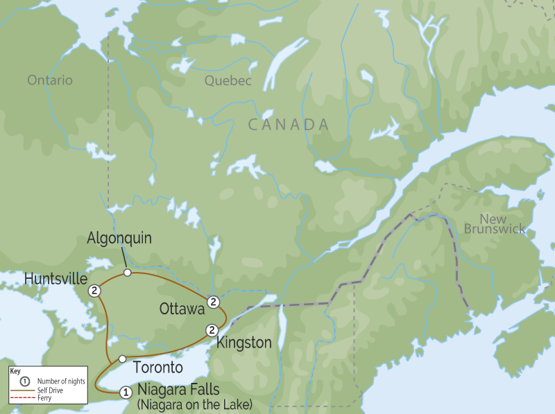 Scenic Ontario Road Trip map